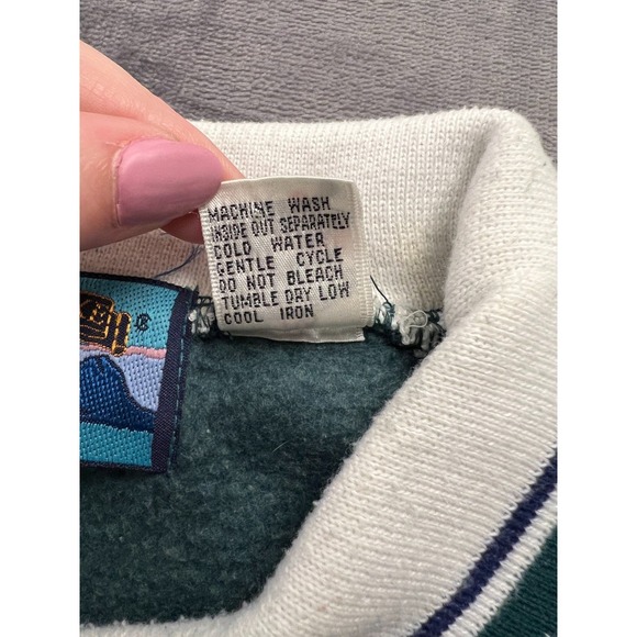 Shaver Lake Relaxed Sweatshirt Mens XL Green Cotton Fleece Lined Striped Collar - Picture 5 of 6